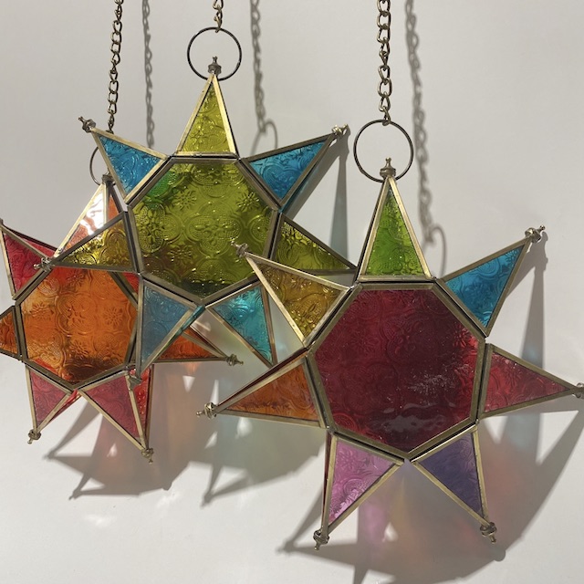 LANTERN, Coloured Glass Star 25cm W